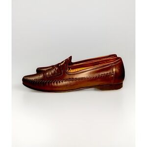 Santoni Loafer Men's 13D Brown Leather Mocassin Relaxed Slip On Italy Made Shoes